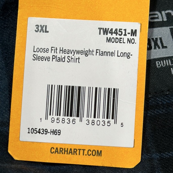 3XL Carhartt Men's 105439 Loose Fit Heavyweight Flannel Plaid Shirt Night Blue - Picture 5 of 6
